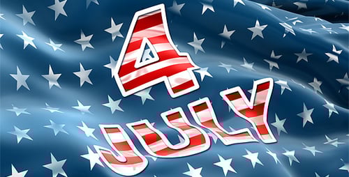 Patriotic Fourth of July Text Animation on Waving Flag