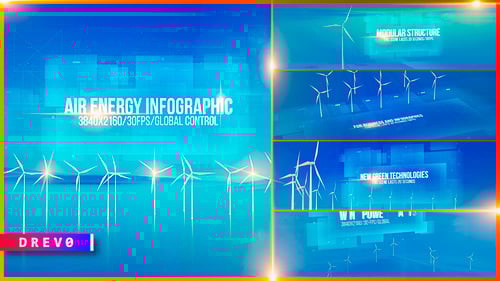 Air Generator Infographic/ Wind Energy Turbines/ Green Power/ Power Grid/ Eco/ Economic/ Politics