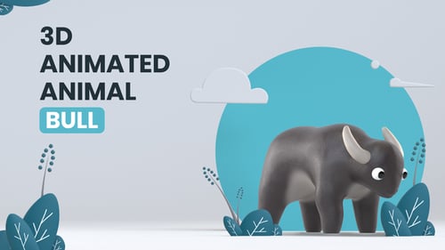 Cute Stylized 3D Bull Character Looping Animation