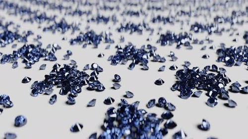 Luxury Blue Diamonds Falling and Scattering Animation