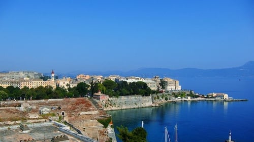 Aerial View of Old City During the Day, Corfu Time Lapse
