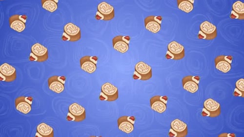 Animated Strawberry Swiss Rolls Pattern Loop