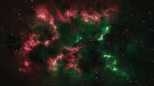 Sparkle shinny star particle motion on black background, starlight red and green nebula