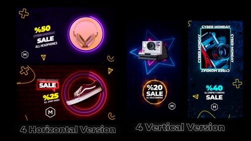 Neon Glow Cyber Monday Sale Promotion Scenes