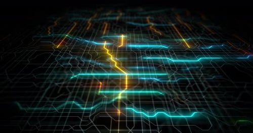 4K loop of Circuit board, Motherboard, Digital chip. Tech science background.