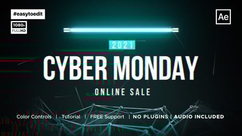 Futuristic Glitch Countdown for Cyber Monday Online Sale