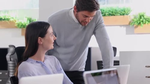 Smiling executives discussing with each other 4k