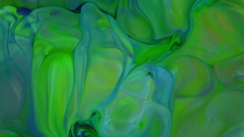 Abstract Flowing Green and Blue Paint Background