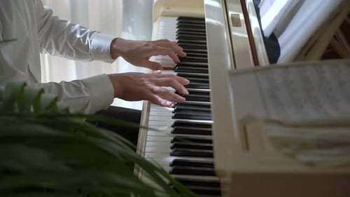 Piano Playing Close Up Indoors