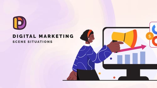 Flat Design Digital Marketing Explainer Scenes