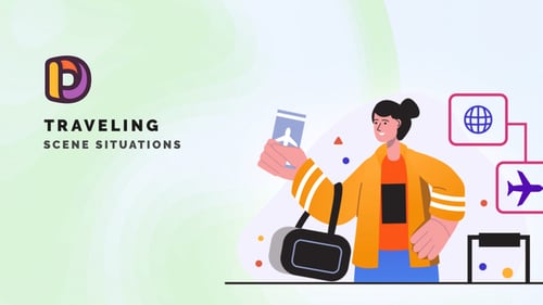 Flat Design Travel Animations with Character Scenes
