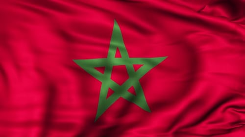 Realistic Morocco Flag Waving Loop Animation