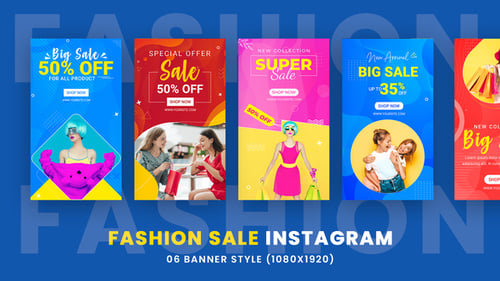 Vibrant Instagram Stories Banners for Fashion Sales Promotion