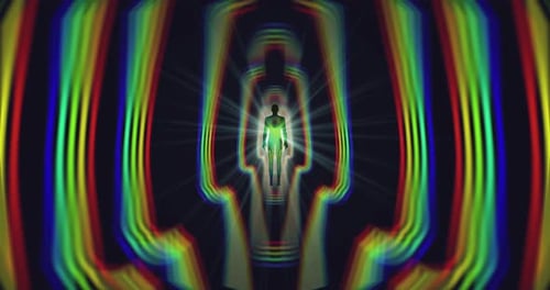 A Looped 3D Animation of the Enlightenment of the Multicolored Energy of the Human Aura Fields