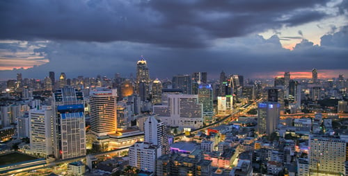 Modern City Skyline Day To Night Timelapse HDR