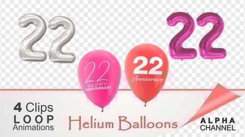 22 Anniversary Celebration Helium Balloons Pack