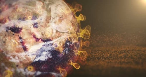 Animated Earth Globe with Virus Particle Overlay