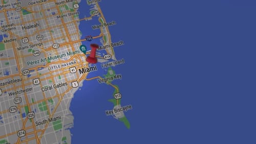 Animated 3D Miami Map Location Pin Drop