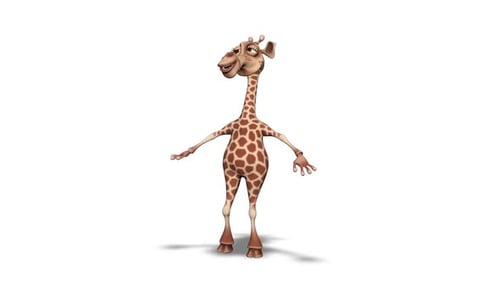 Cartoon 3D Giraffe Dance Looped on White
