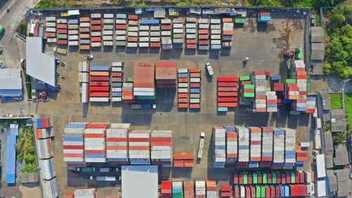 Aerial view of container cargo ship in the export and import business and logistics