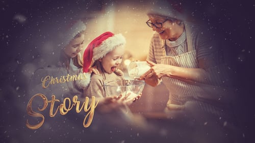 Christmas Holiday Slideshow with Golden Script Text and Festive Particles