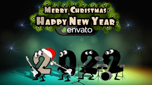 Animated Christmas and New Year Rock Band Numbers Intro