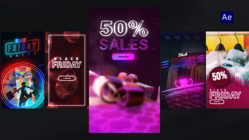 Neon Black Friday Sales Promo for Social Media Stories