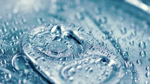 Soda Can Covered with Condensation Close Up