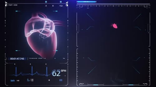 Futuristic Medical Heart and Circulatory System UI Display