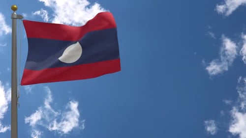 Flagge von Laos am Fahnenmast