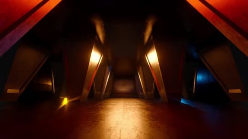 Futuristic Geometric Tunnel Loop with Dynamic Neon Lights
