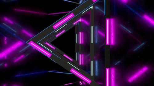 Futuristic Neon Triangle Tunnel Loop Background Animation