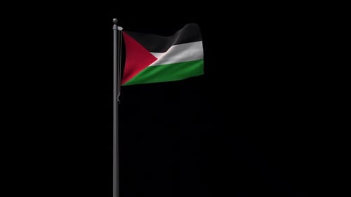 Waving Palestinian Flag on a Realistic Flagpole Animation
