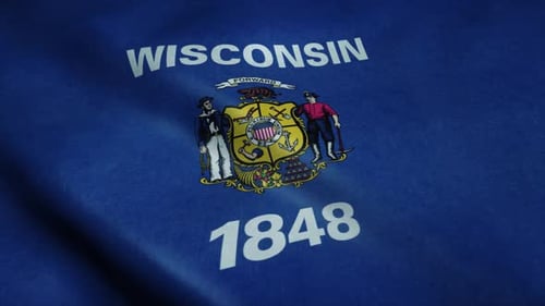 Realistic Waving Flag of Wisconsin Animation