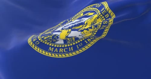 Nebraska State Seal Waving Flag Animation
