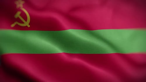 Realistic Waving Flag Animation with Hammer and Sickle Emblem