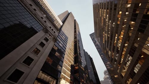 Vista inferior de los rascacielos en Chicago