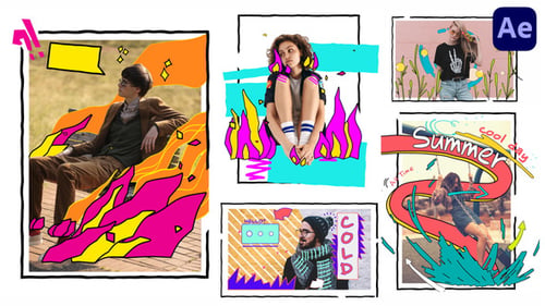 Vibrant Hand-Drawn Animated Elements for Photo Stories