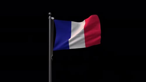 Realistic Waving French National Flag Animation
