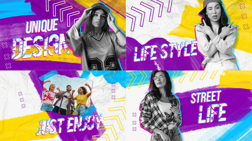 Dynamic Urban Opener with Glitch Text and Brush Strokes