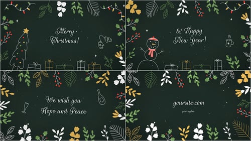 Animated Christmas and New Year Holiday Greeting Card