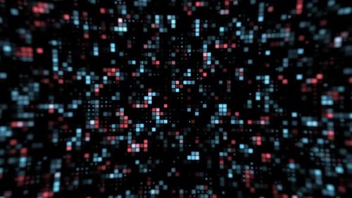 Futuristic Flowing Digital Data Pixels Background Animation