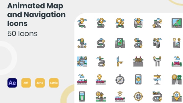 Animated Map and Navigation Icons, Broadcast Packages ft. 3d ...