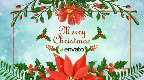 Animated Christmas Greeting Card with Festive Foliage Decor