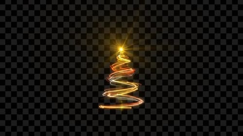Animated Glowing Christmas Tree Light Trails Reveal
