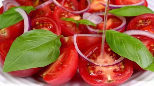 Fresh Tomato Salad with Basil and Red Onions