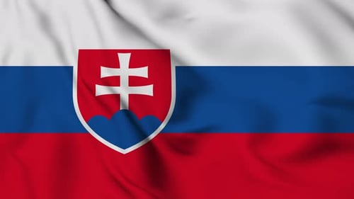 Slovakia National Flag Waving Realistic Loop Animation