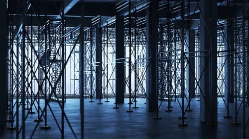 Sitio de construcción de edificios de hormigón armado. El suelo con andamios
.