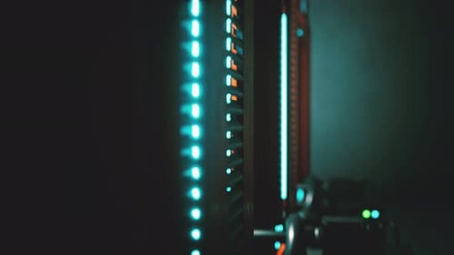 Futuristic Server Rack Lights Digital Data Processing