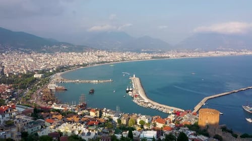 Alanya Castle Alanya Kalesi Luftaufnahme von Berg und Stadt Türkei